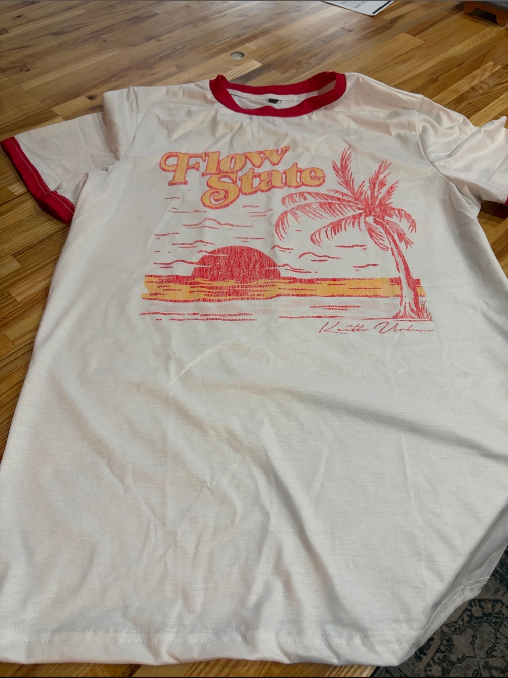 Keith Urban Flow State Graphic Ringer Tee - Cream with Red Trim